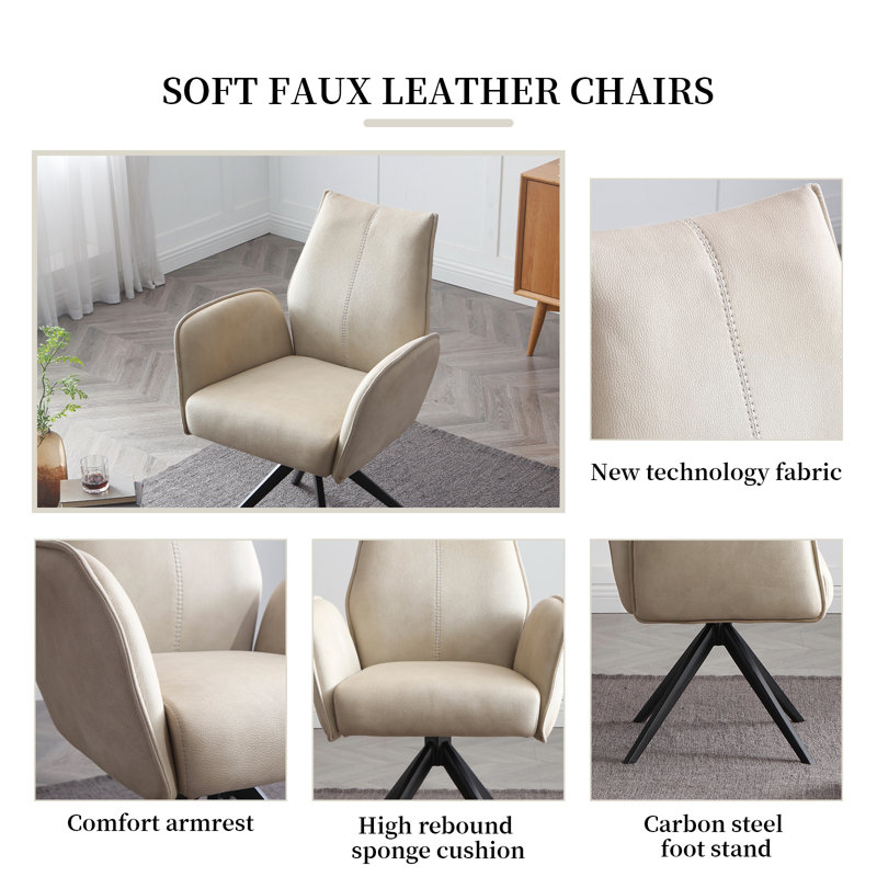 Corrigan Studio® Armchairs Comfortable Upholstered Office Chair, 360